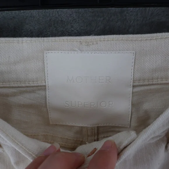 MOTHER The Rambler High Rise Ankle Jeans Women 32 Cream Straight Leg Classic NWT